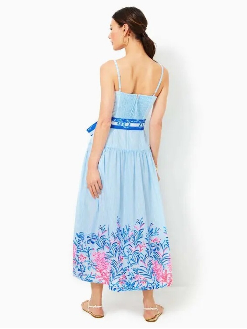 Lilly Pulitzer Saylar Maxi Dress Nautical Blue & Pink Engineered Print Sz 10 NWT - Picture 2 of 16